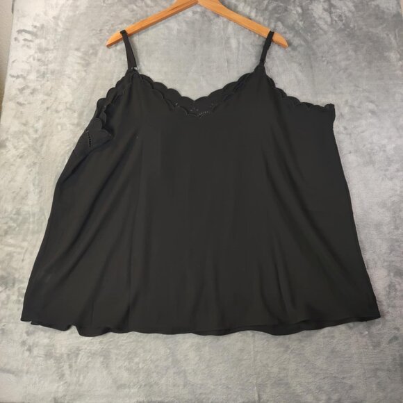 Torrid Women's 3X Black Sophie Georgette Cami TankTop Scallop Eyelet Trim Blouse - Picture 3 of 11